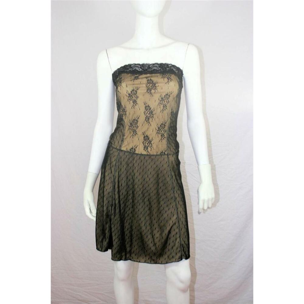 NWT Nude Illusion Lace Strapless Dress Nikki Mac M